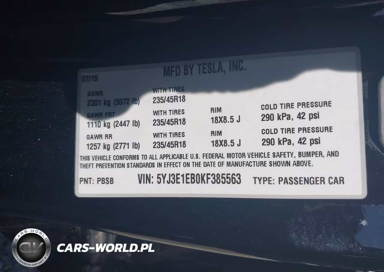 2019 Tesla Model 3 Long Range-Performance VIN:5YJ3E1EB0KF385563 - 9