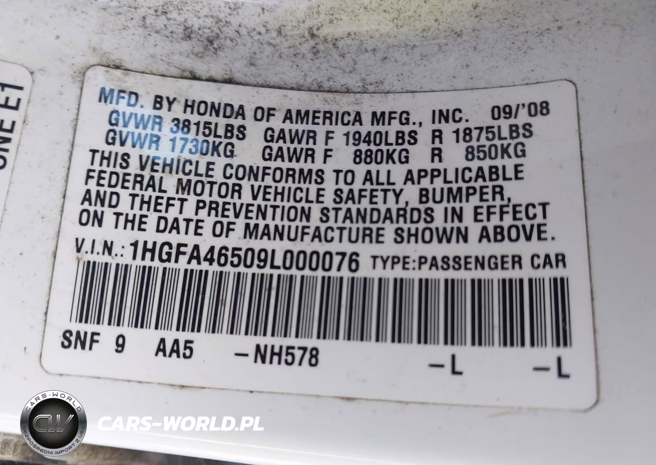 2009 Honda Civic Gx VIN:1HGFA46509L000076 - 9