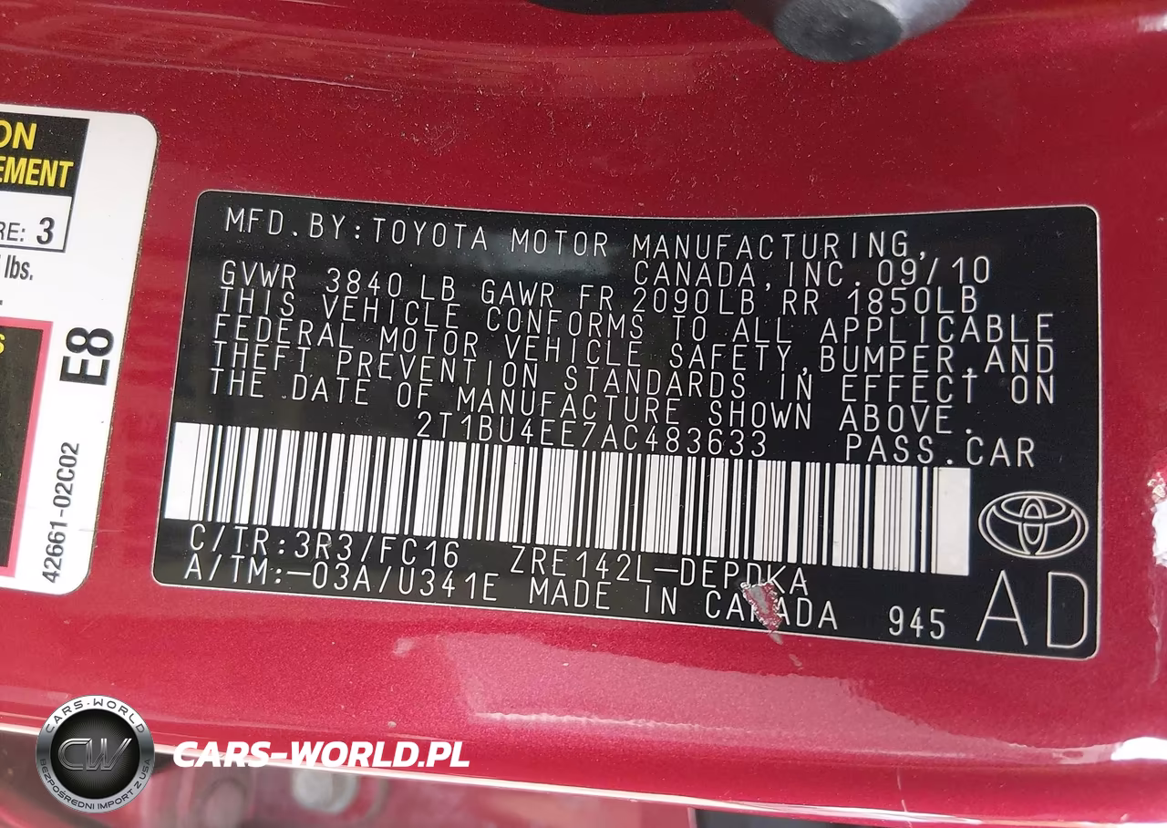 2010 Toyota Corolla Le VIN:2T1BU4EE7AC483633 - 9