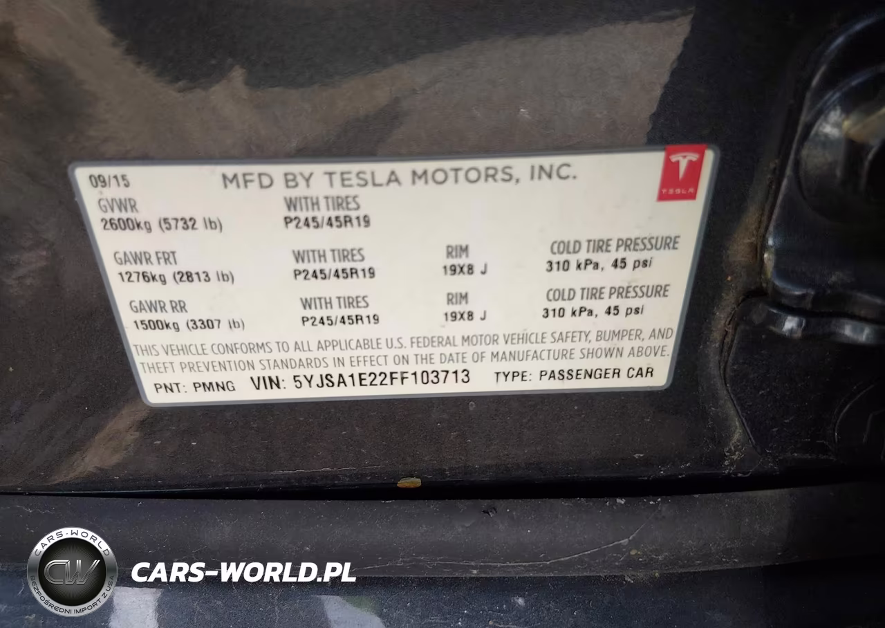 2015 Tesla Model S 70D-85D-P85D VIN:5YJSA1E22FF103713 - 9