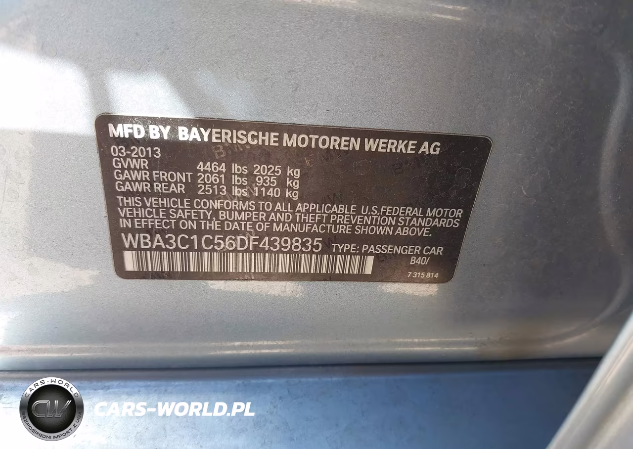 2013 BMW 328I VIN:WBA3C1C56DF439835 - 9