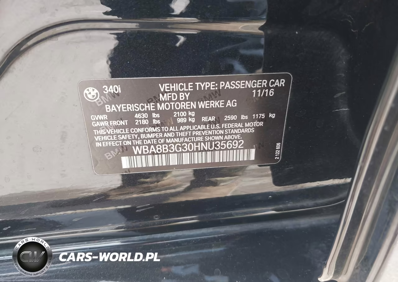 2017 BMW 340I VIN:WBA8B3G30HNU35692 - 9