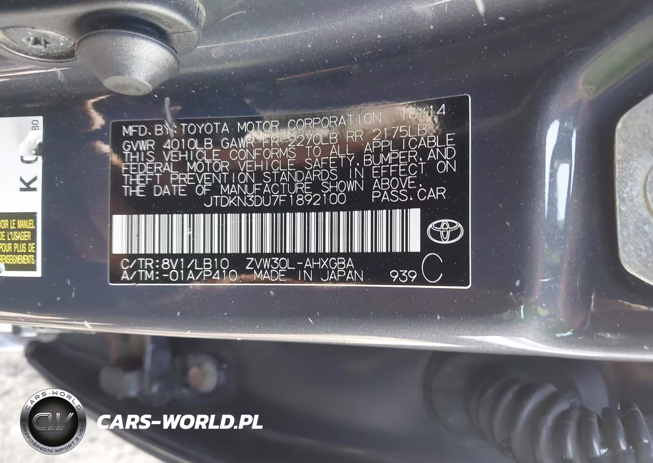 2015 Toyota Prius Five VIN:JTDKN3DU7F1892100 - 9
