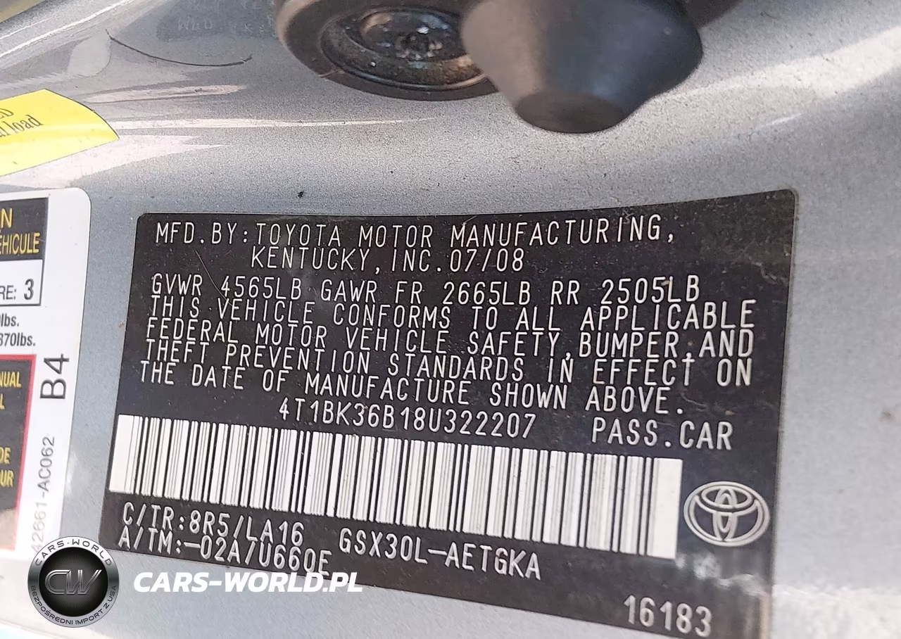 2008 Toyota Avalon Xls VIN:4T1BK36B18U322207 - 9