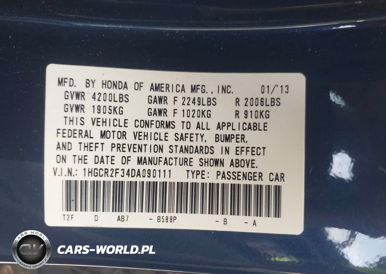 2013 Honda Accord Lx VIN:1HGCR2F34DA090111 - 9