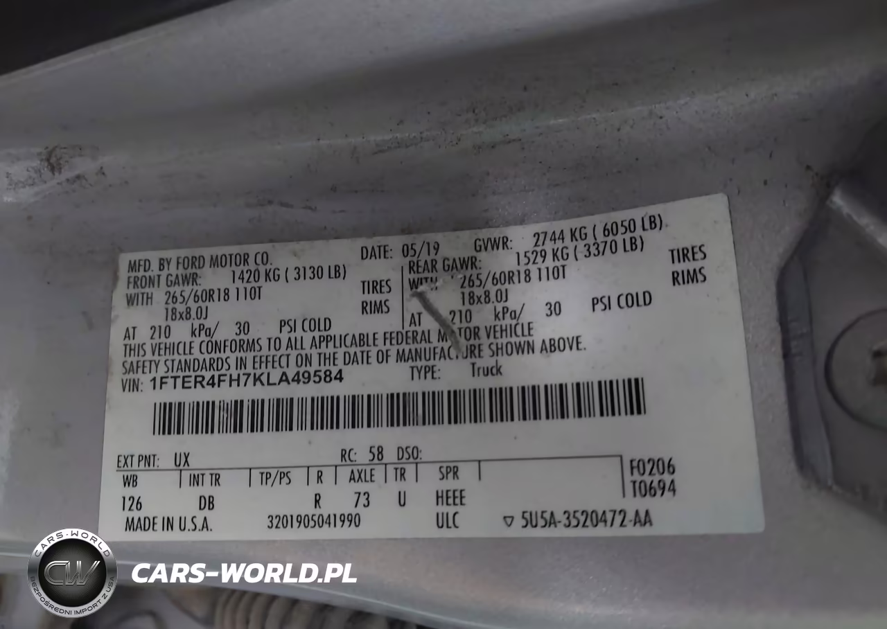 2019 Ford Ranger Lariat VIN:1FTER4FH7KLA49584 - 9