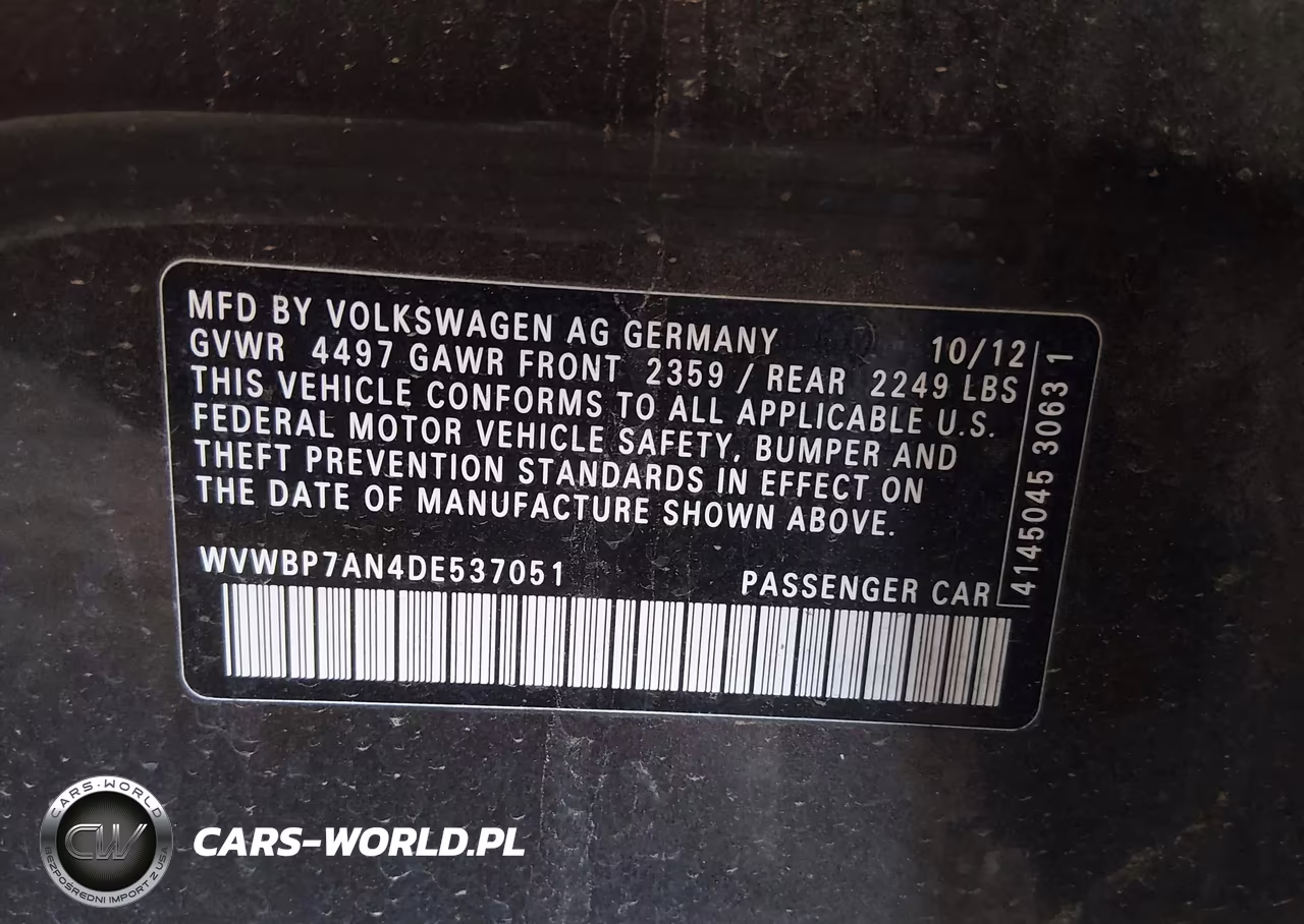 2013 Volkswagen Cc 2.0T Sport Plus VIN:WVWBP7AN4DE537051 - 9