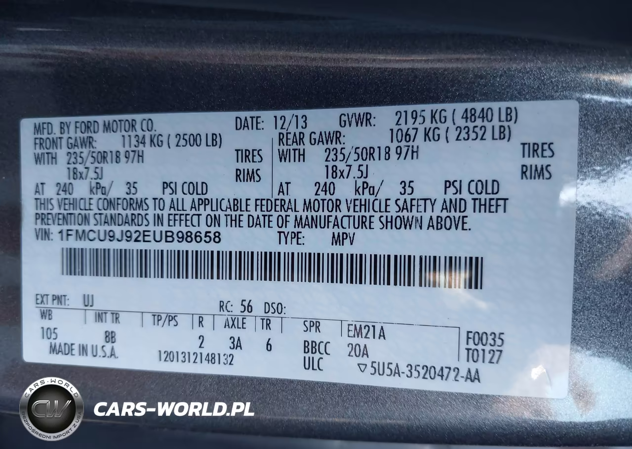 2014 Ford Escape Titanium VIN:1FMCU9J92EUB98658 - 9