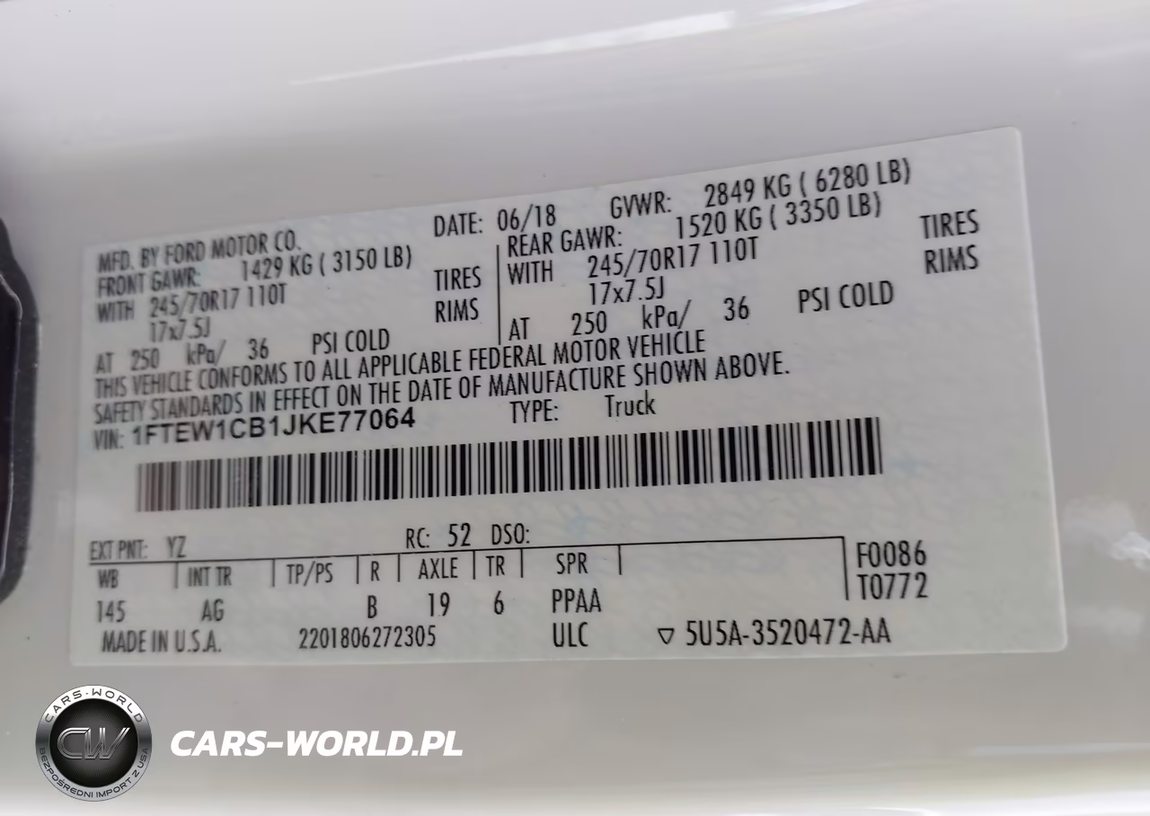 2018 Ford F-150 Xl VIN:1FTEW1CB1JKE77064 - 9