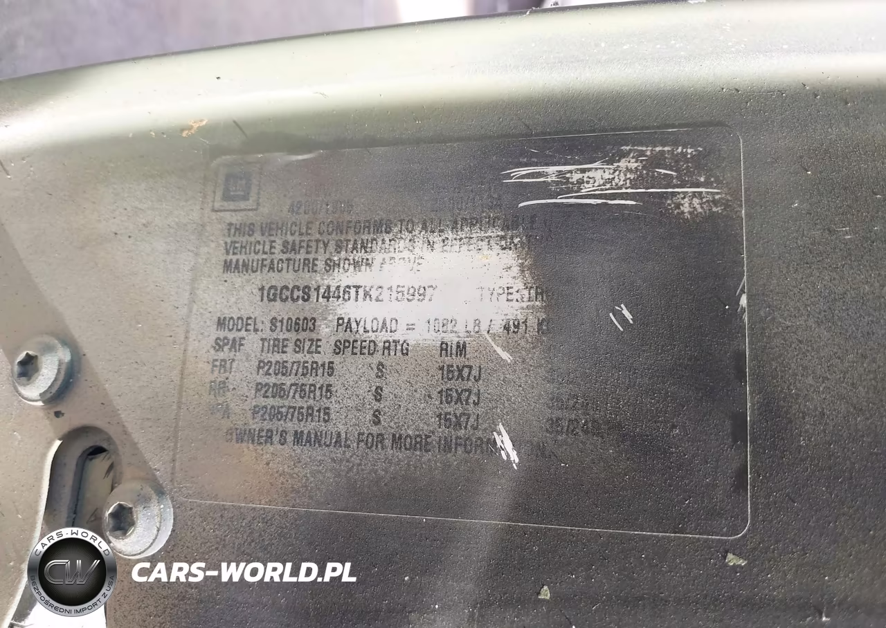 1996 Chevrolet S Truck S10 VIN:1GCCS1446TK215997 - 9