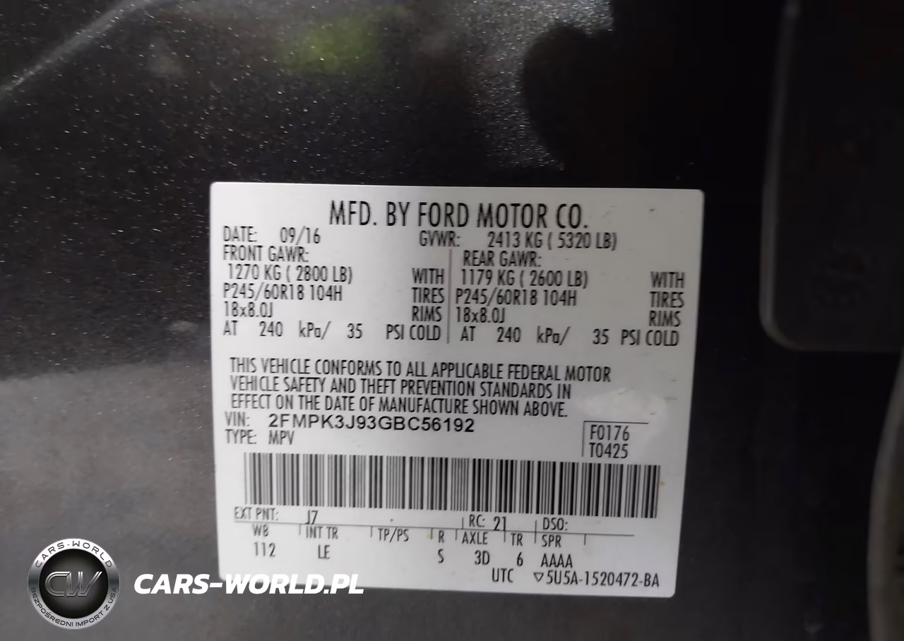 2016 Ford Edge Sel VIN:2FMPK3J93GBC56192 - 9