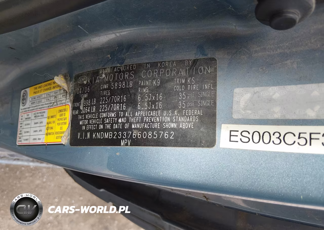 2006 Kia Sedona Ex-Lx VIN:KNDMB233766085762 - 9