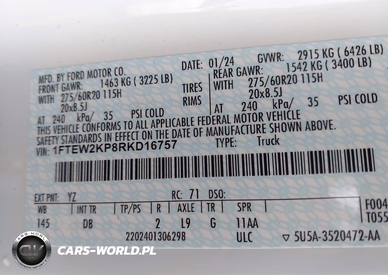 2024 Ford F-150 Stx VIN:1FTEW2KP8RKD16757 - 9