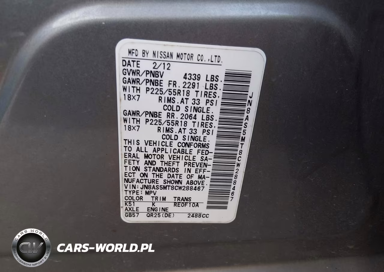 2012 Nissan Rogue Sv W-Sl Pkg VIN:JN8AS5MT8CW288467 - 9