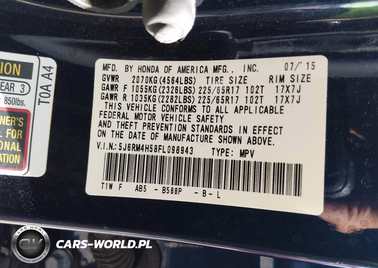 2015 Honda Cr-V Ex VIN:5J6RM4H58FL098943 - 9