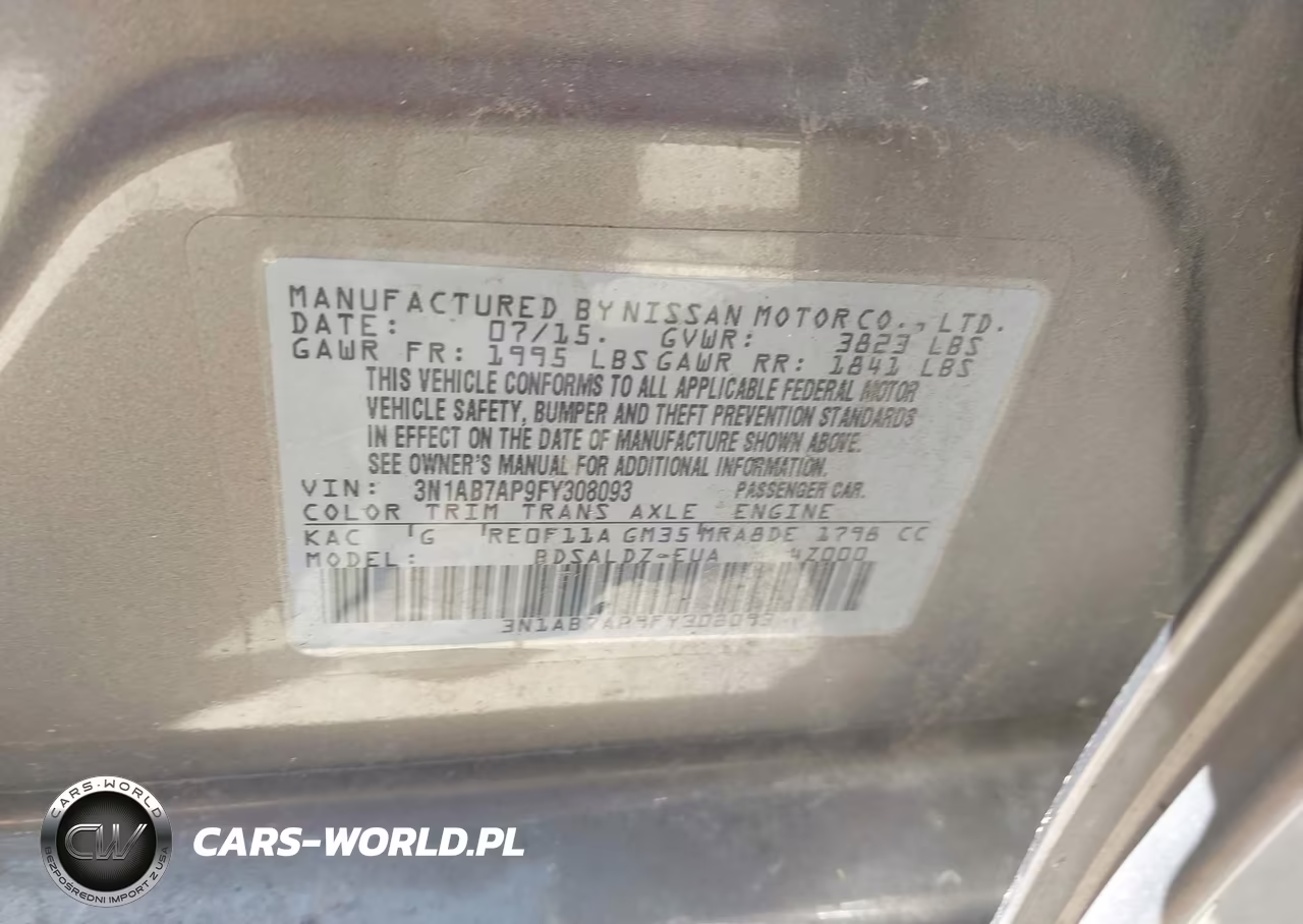 2015 Nissan Sentra Sv VIN:3N1AB7AP9FY308093 - 9