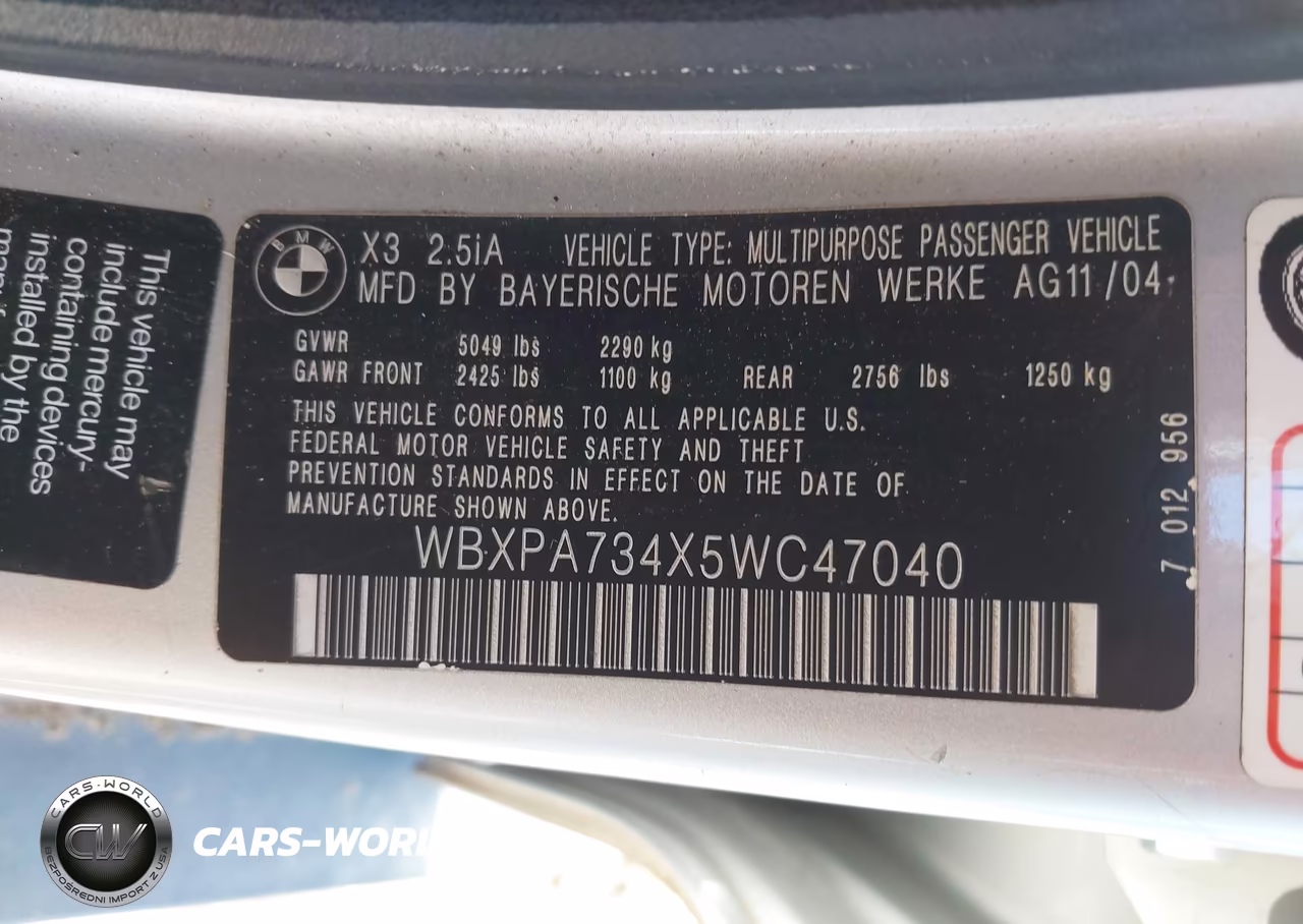 2005 BMW X3 2.5I VIN:WBXPA734X5WC47040 - 9