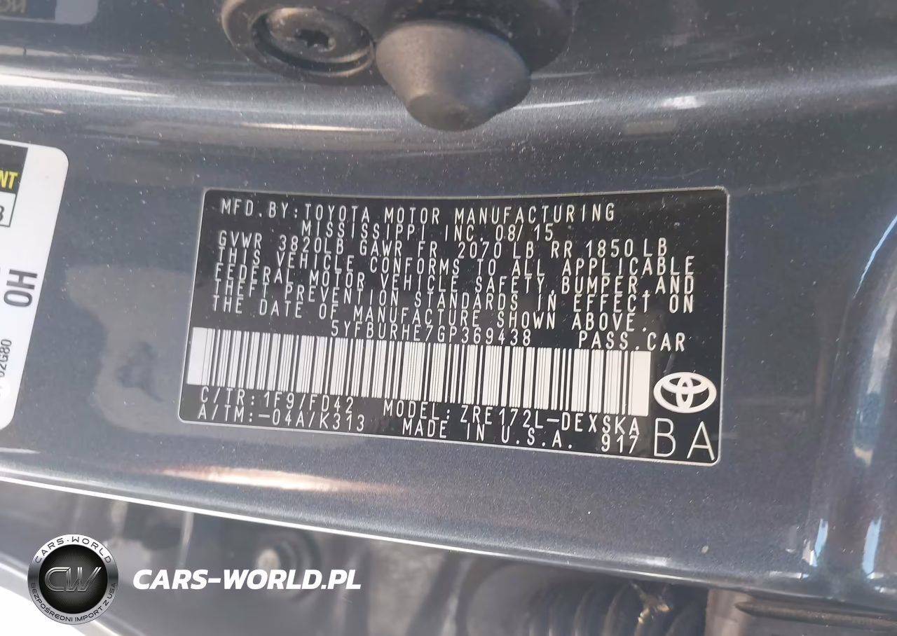 2016 Toyota Corolla S Plus VIN:5YFBURHE7GP369438 - 9