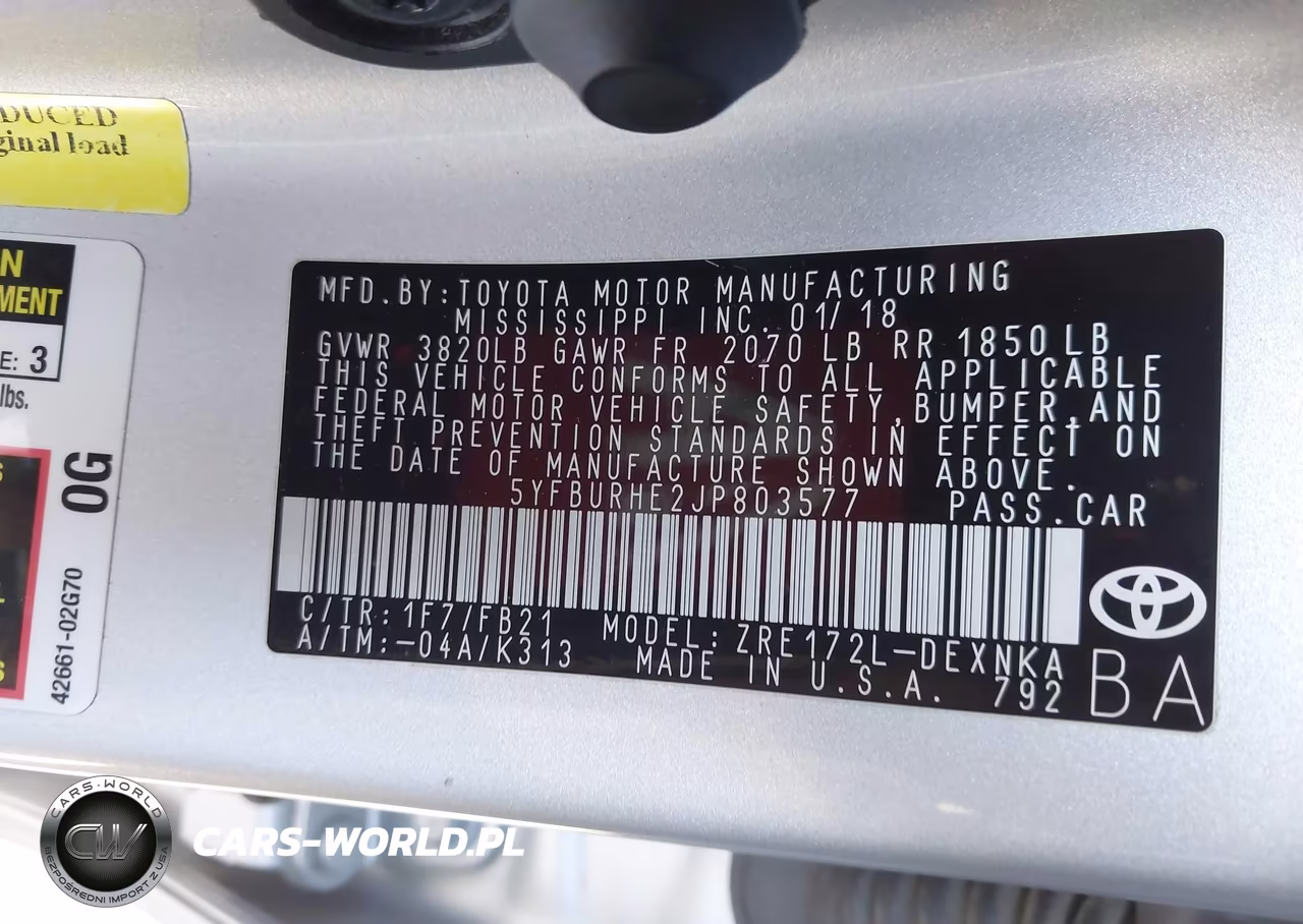2018 Toyota Corolla Le VIN:5YFBURHE2JP803577 - 9