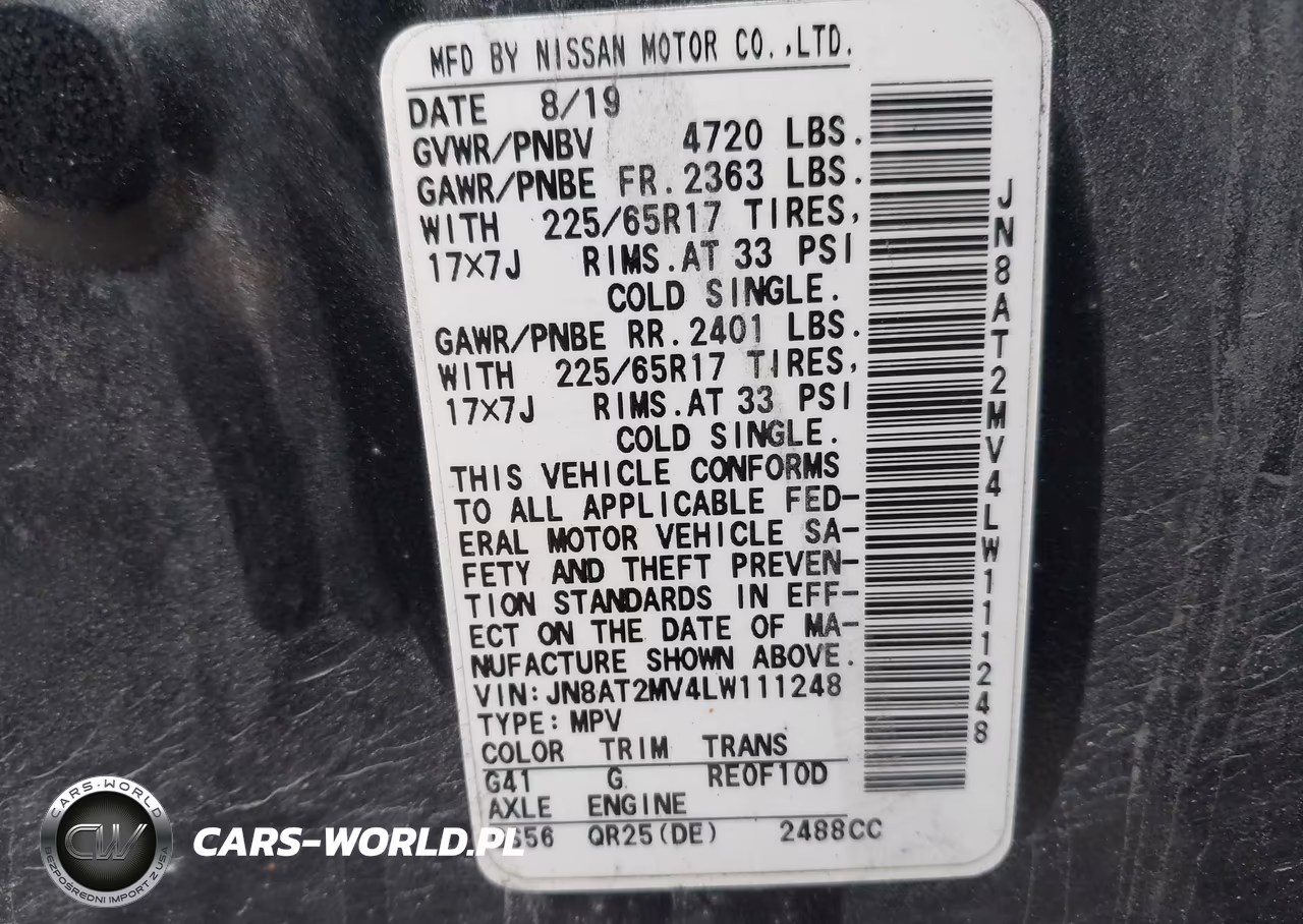 2020 Nissan Rogue Sv Intelligent Awd VIN:JN8AT2MV4LW111248 - 9