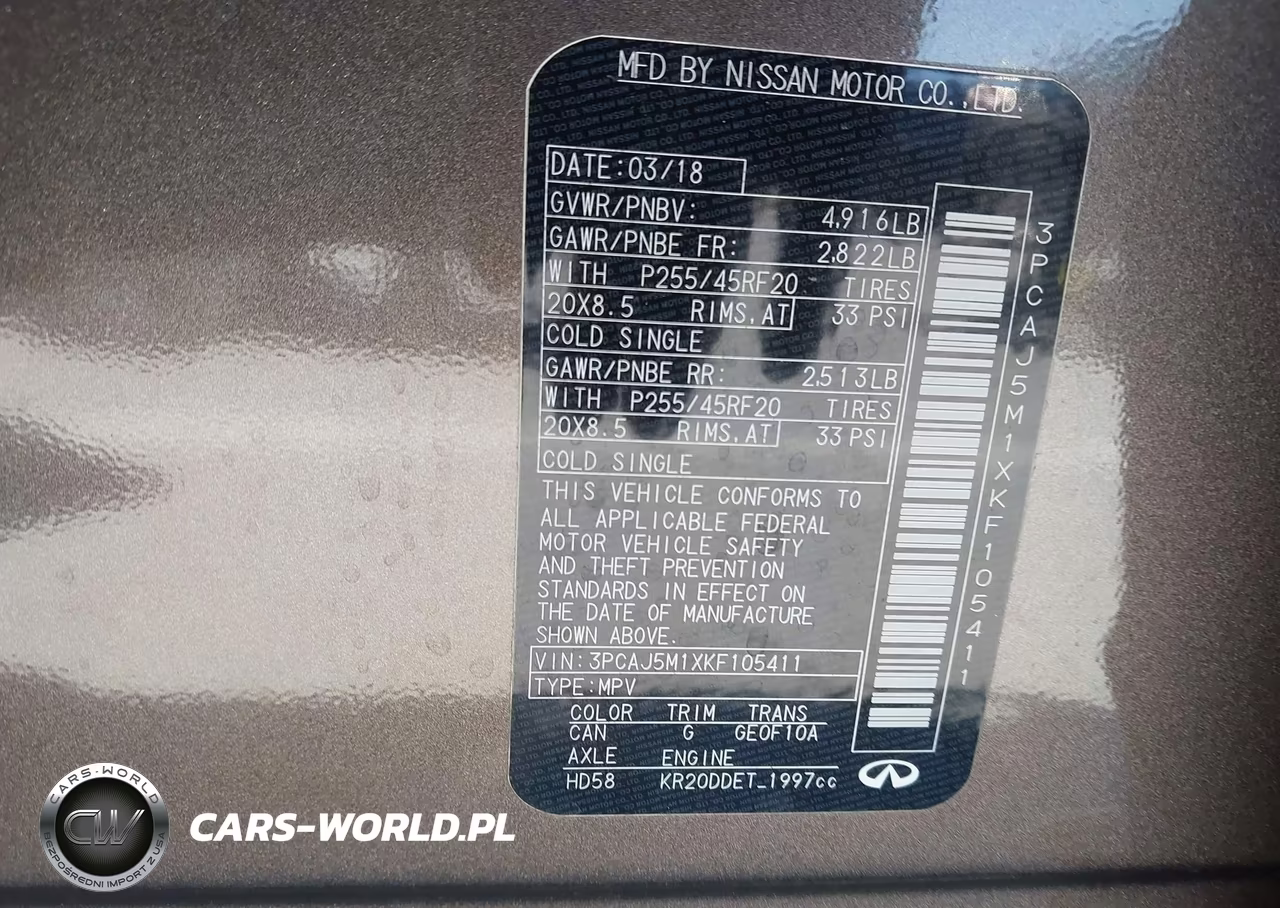 2019 Infiniti Qx50 Essential VIN:3PCAJ5M1XKF105411 - 9