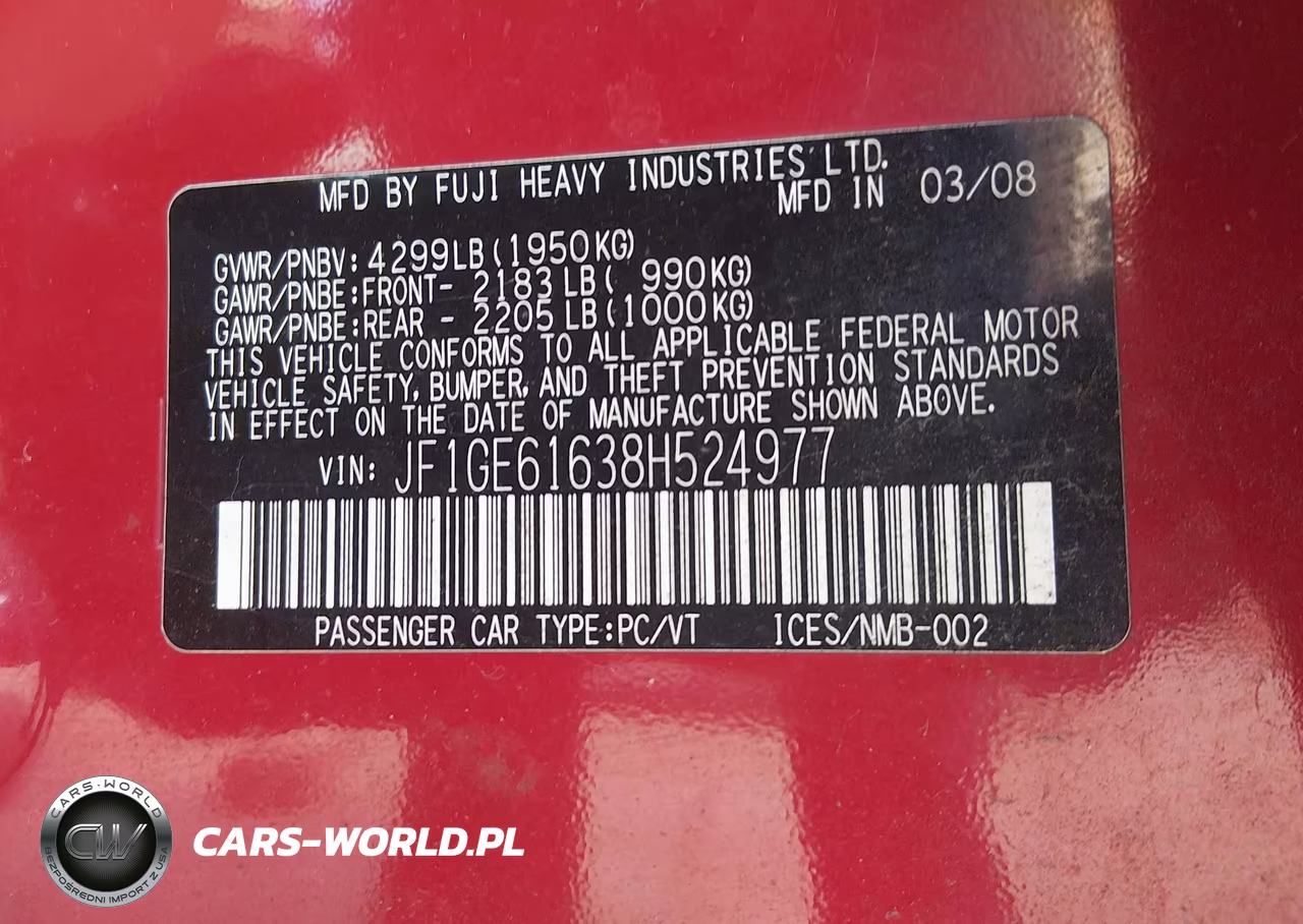 2008 Subaru Impreza 2.5I VIN:JF1GE61638H524977 - 9