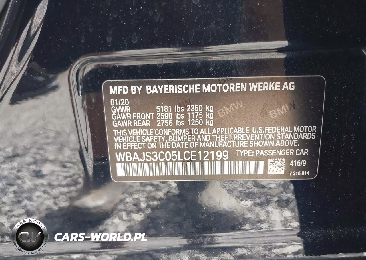 2020 BMW 540I xDrive VIN:WBAJS3C05LCE12199 - 9