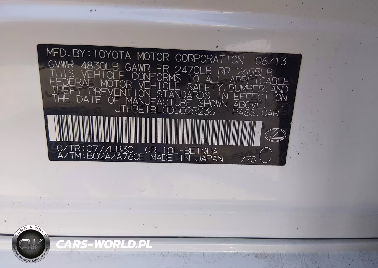 2013 Lexus Gs 350 VIN:JTHBE1BL0D5025236 - 9