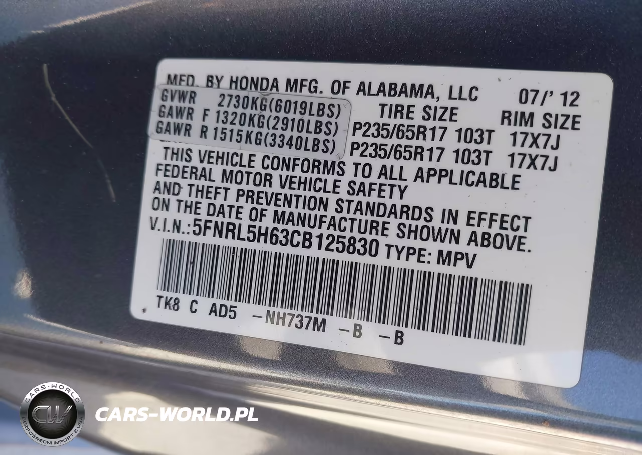 2012 Honda Odyssey Ex-L VIN:5FNRL5H63CB125830 - 9