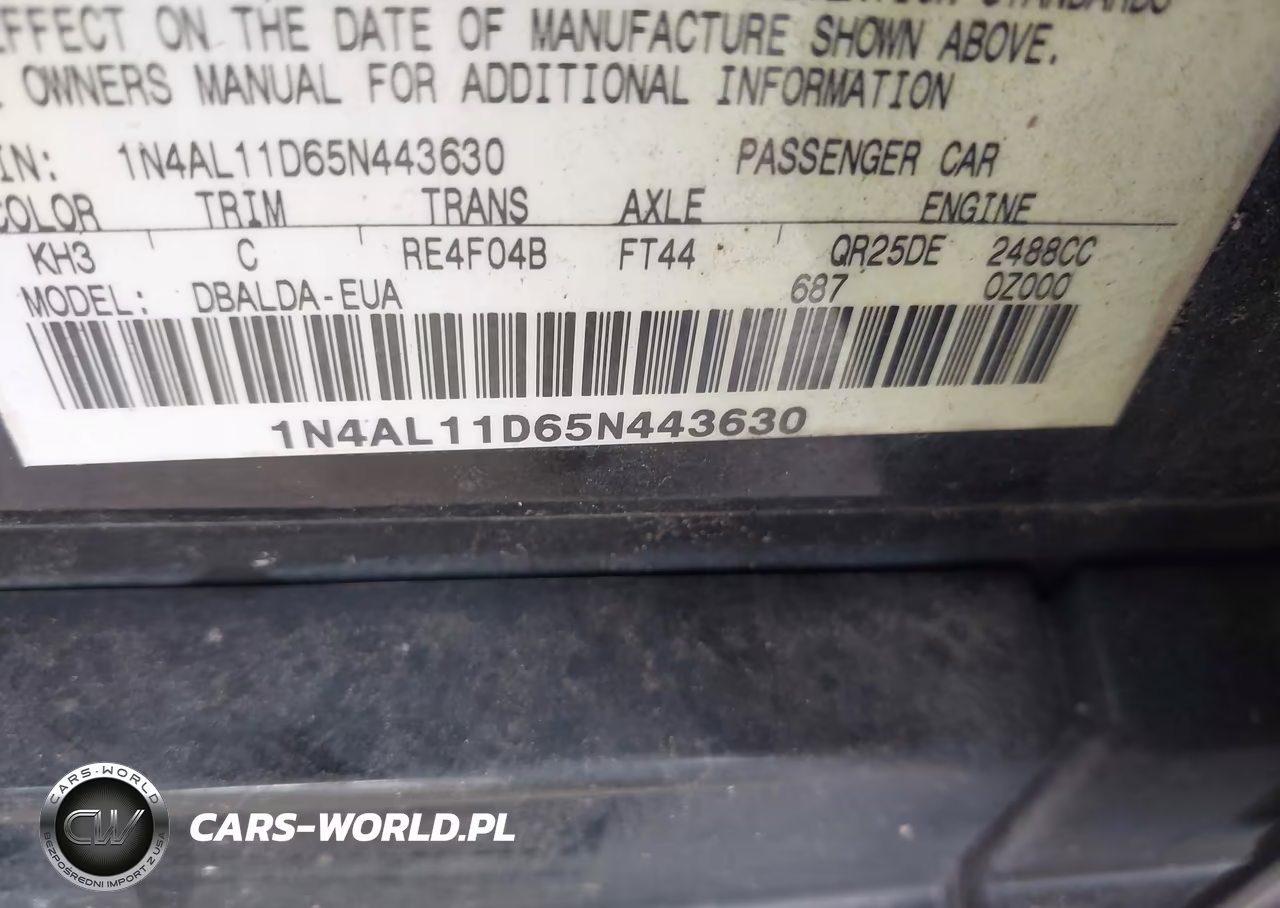 2005 Nissan Altima 2.5 S VIN:1N4AL11D65N443630 - 9