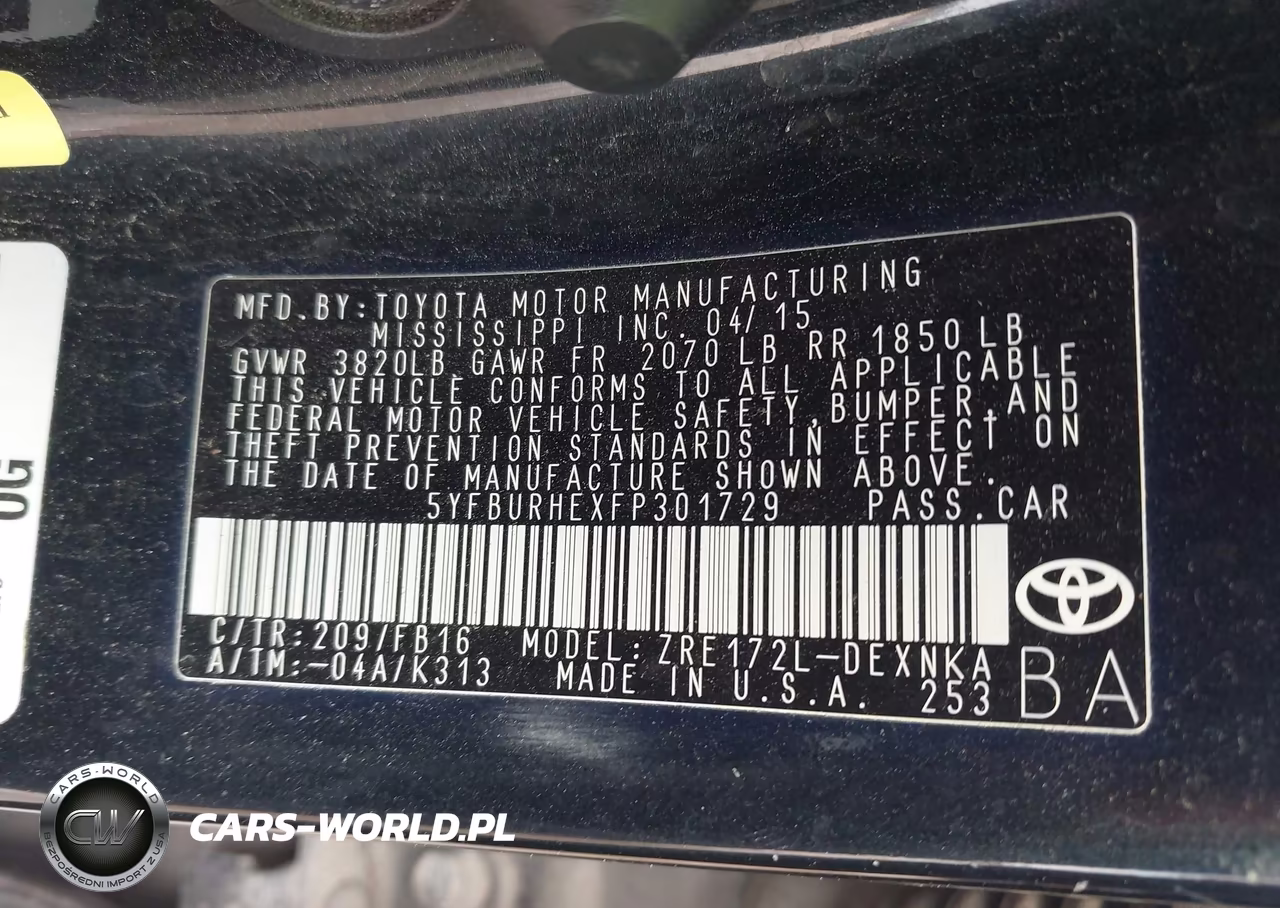 2015 Toyota Corolla Le VIN:5YFBURHEXFP301729 - 9