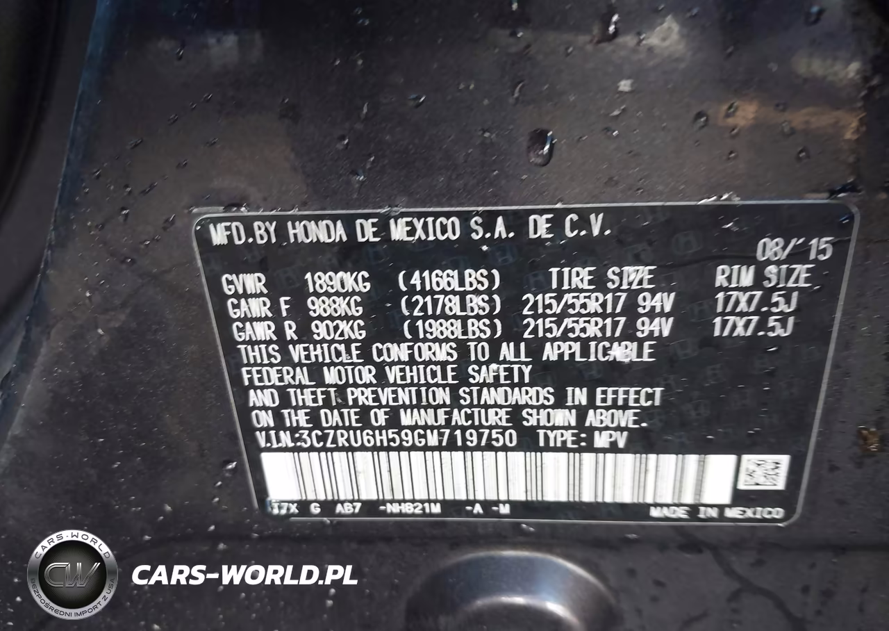 2016 Honda Hr-V Ex VIN:3CZRU6H59GM719750 - 9
