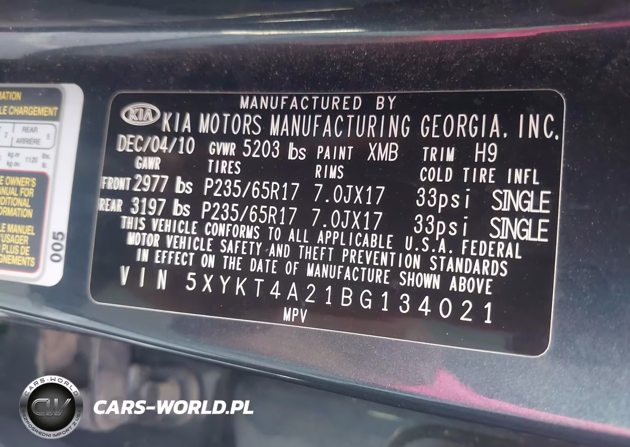 2011 Kia Sorento Lx V6 VIN:5XYKT4A21BG134021 - 9