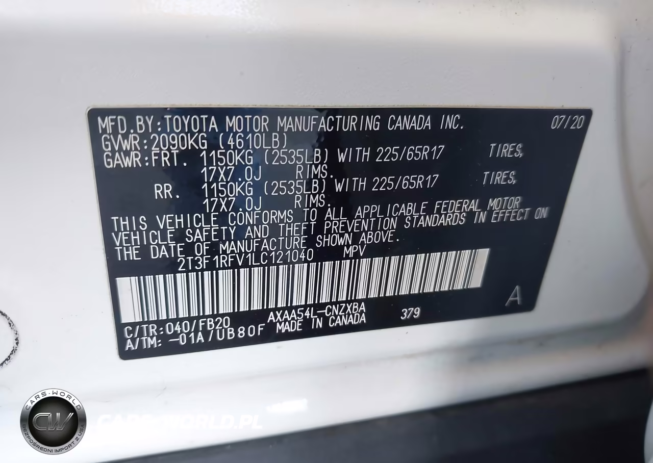 2020 Toyota Rav4 Le VIN:2T3F1RFV1LC121040 - 9