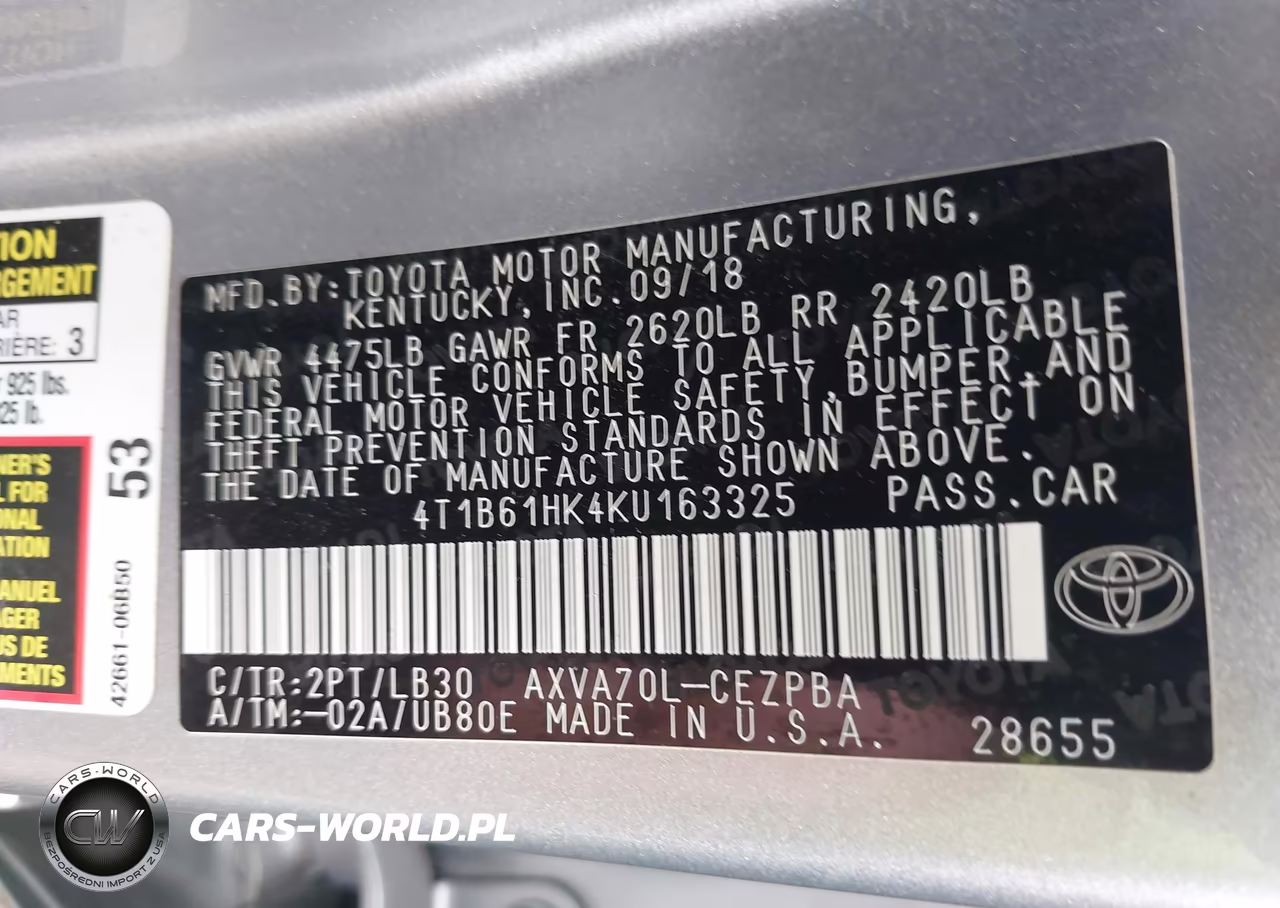2019 Toyota Camry Xse VIN:4T1B61HK4KU163325 - 9