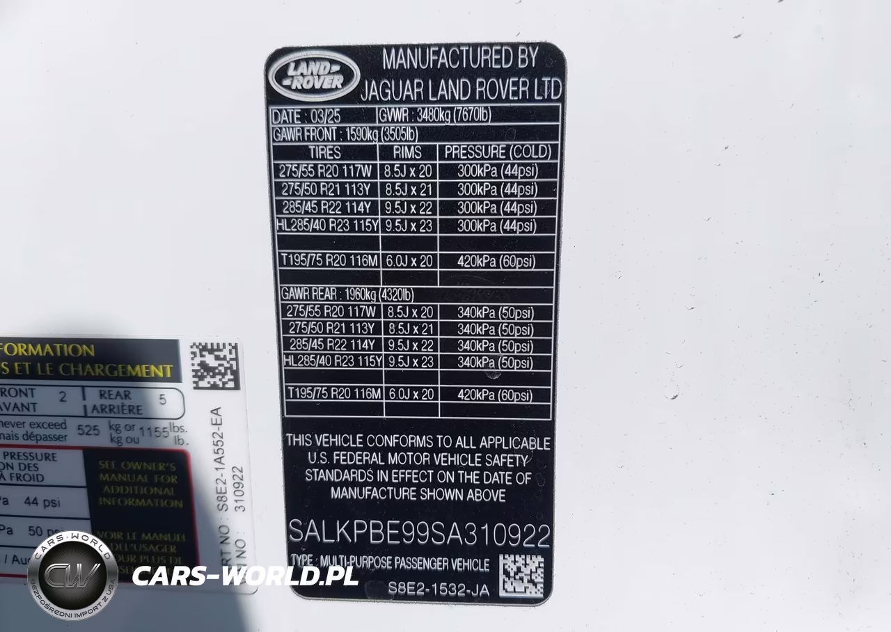 2025 Land Rover Range Rover P530 Se 7 Seat VIN:SALKPBE99SA310922 - 9