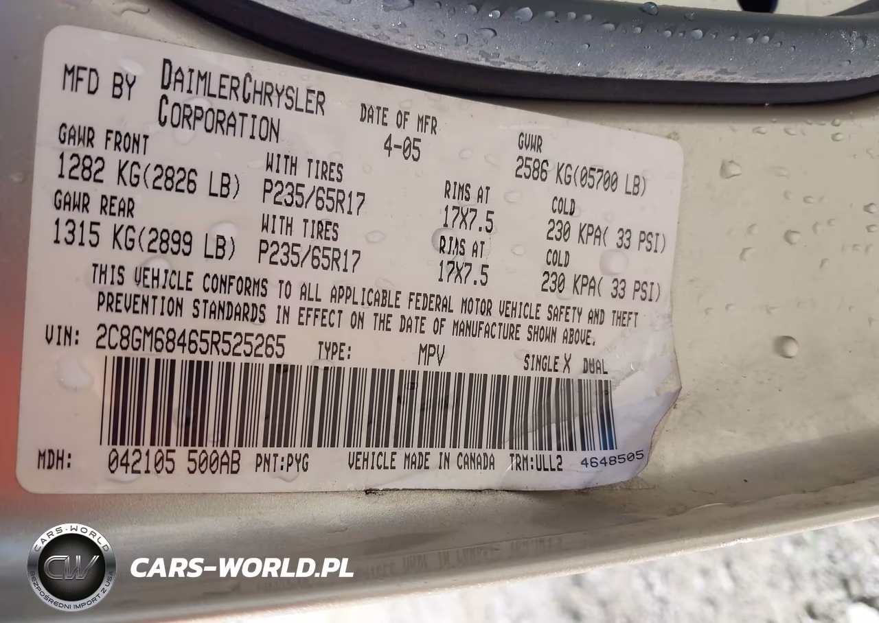2005 Chrysler Pacifica Touring VIN:2C8GM68465R525265 - 9