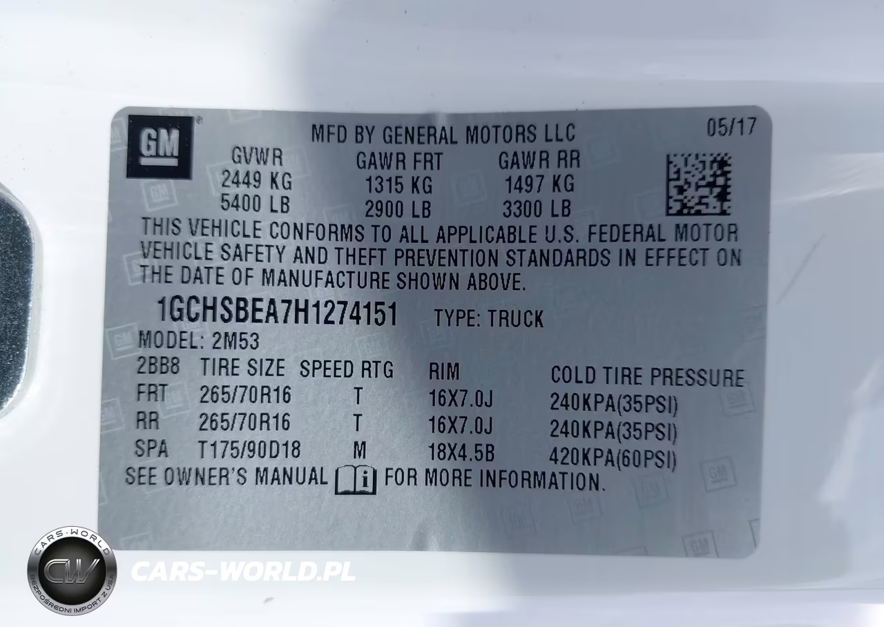 2017 Chevrolet Colorado Wt VIN:1GCHSBEA7H1274151 - 9