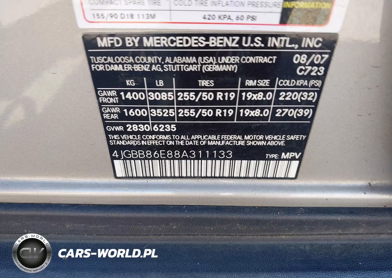 2008 Mercedes-Benz Ml 350 4Matic VIN:4JGBB86E88A311133 - 9