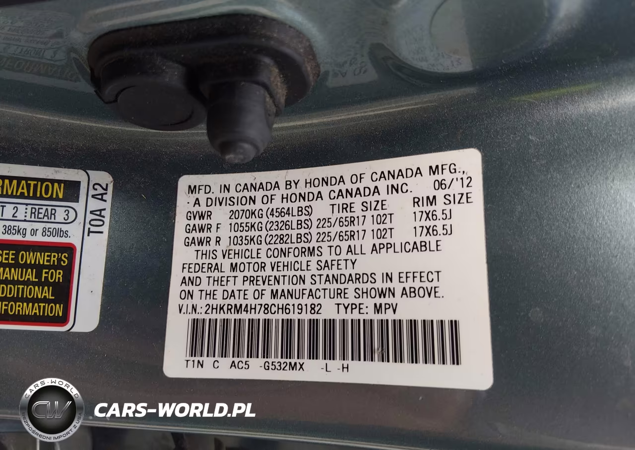 2012 Honda Cr-V Ex-L VIN:2HKRM4H78CH619182 - 9