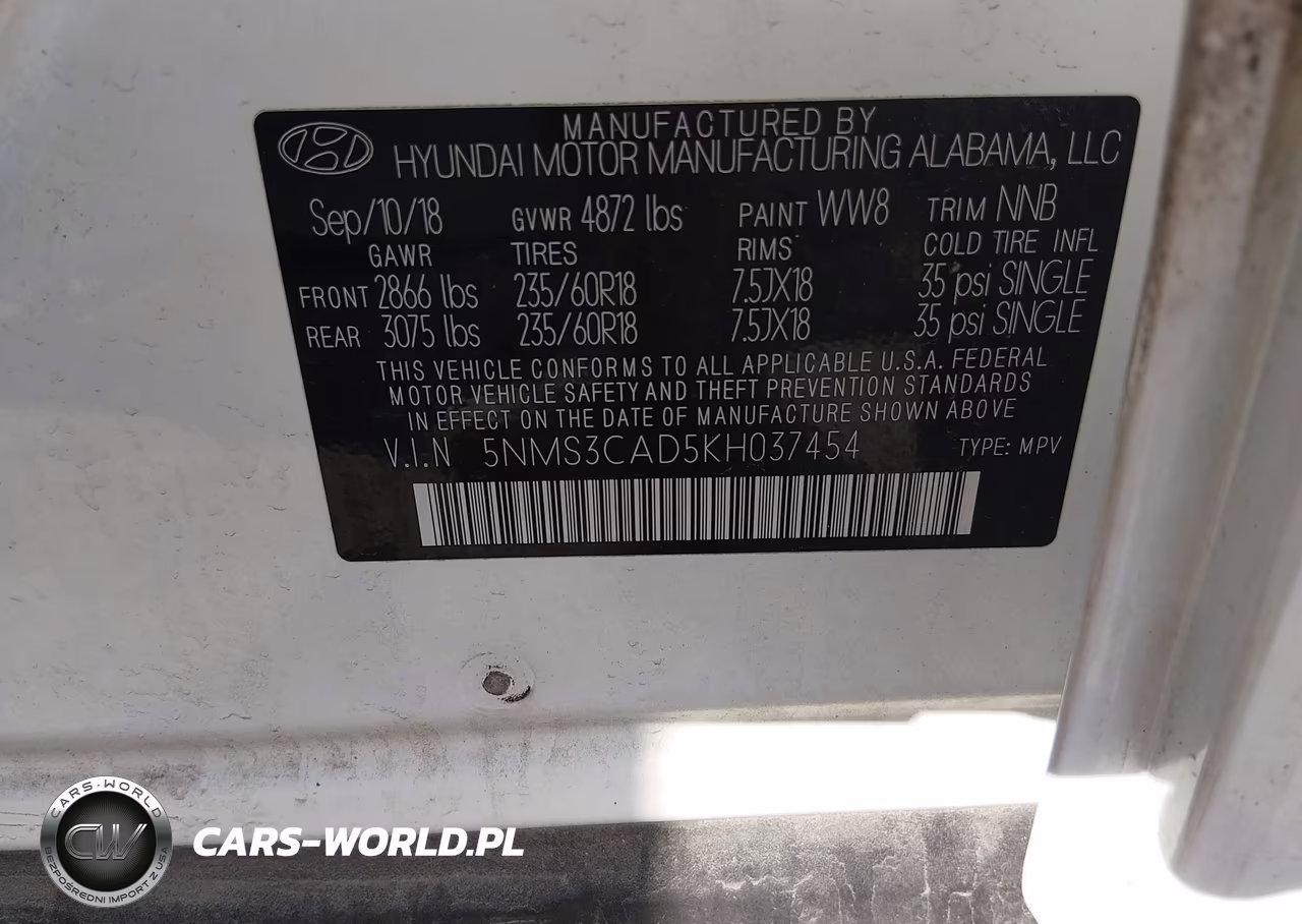 2019 Hyundai Santa Fe Sel Plus VIN:5NMS3CAD5KH037454 - 9
