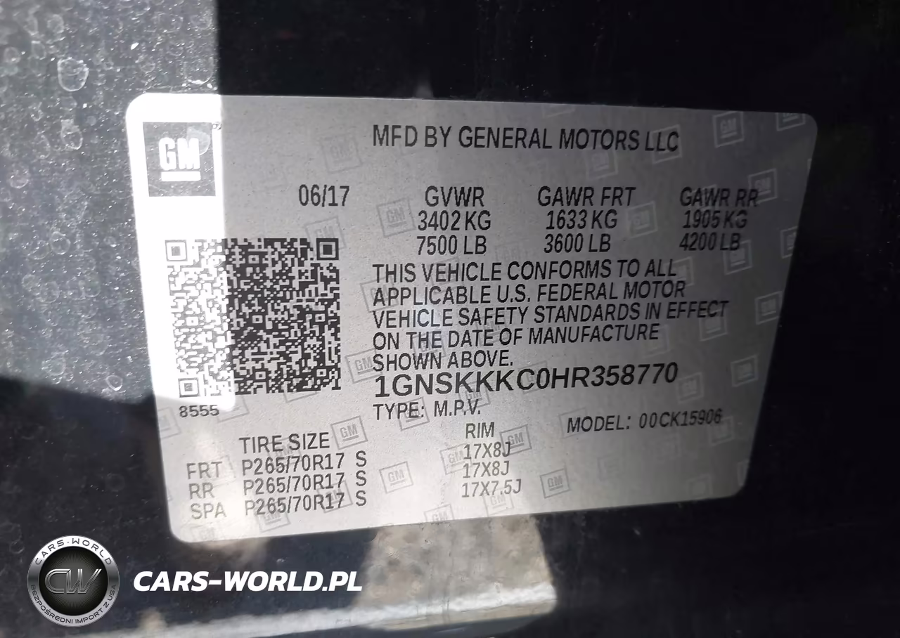 2017 Chevrolet Suburban Commercial Fleet VIN:1GNSKKKC0HR358770 - 9