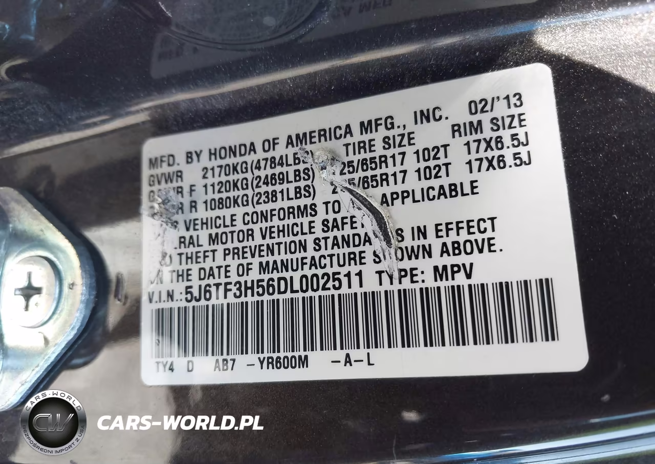 2013 Honda Crosstour Ex-L VIN:5J6TF3H56DL002511 - 9