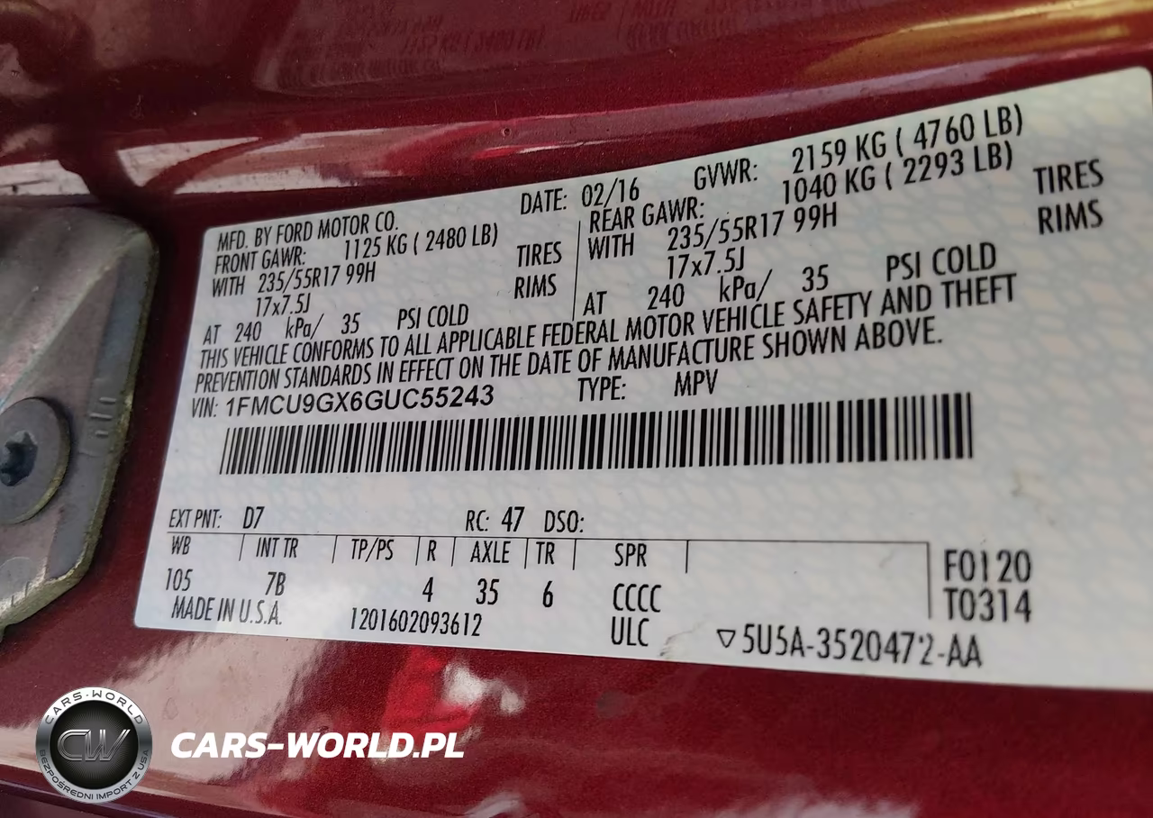 2016 Ford Escape Se VIN:1FMCU9GX6GUC55243 - 9