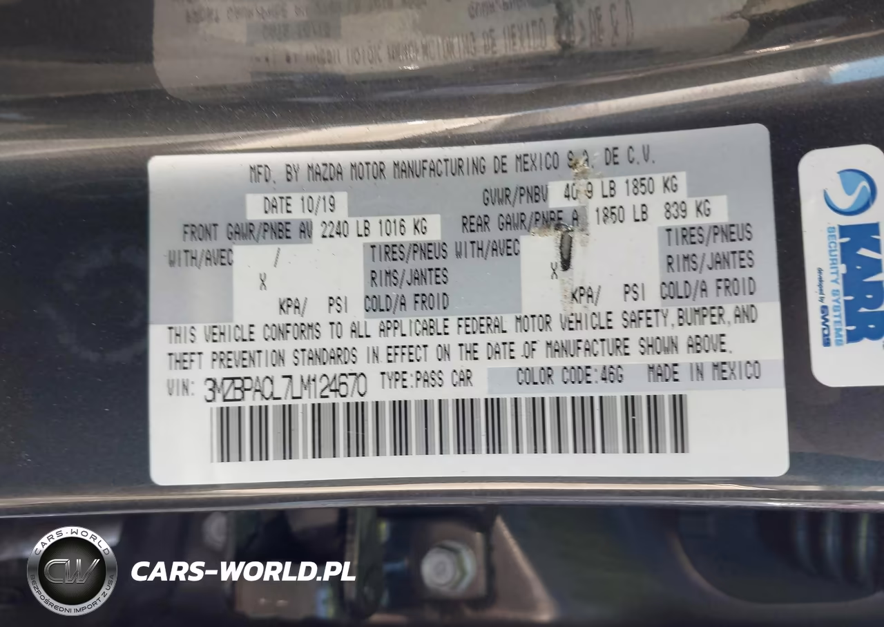 2020 Mazda Mazda3 Select Package VIN:3MZBPACL7LM124670 - 9