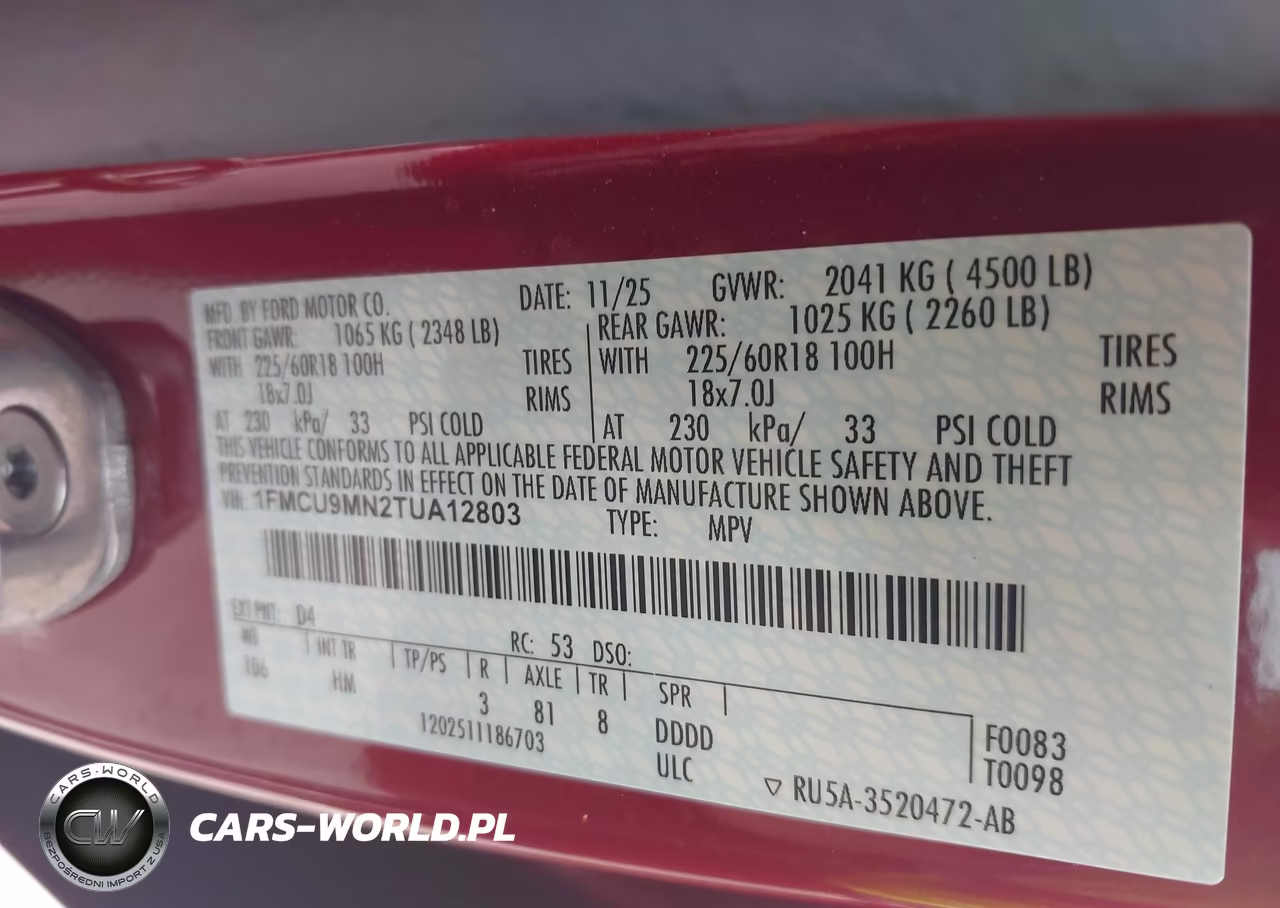 2026 Ford Escape St-Line VIN:1FMCU9MN2TUA12803 - 9