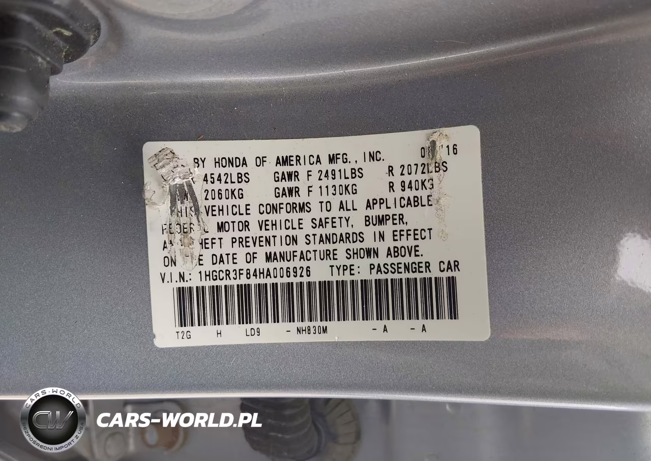 2017 Honda Accord Ex-L V6 VIN:1HGCR3F84HA006926 - 9