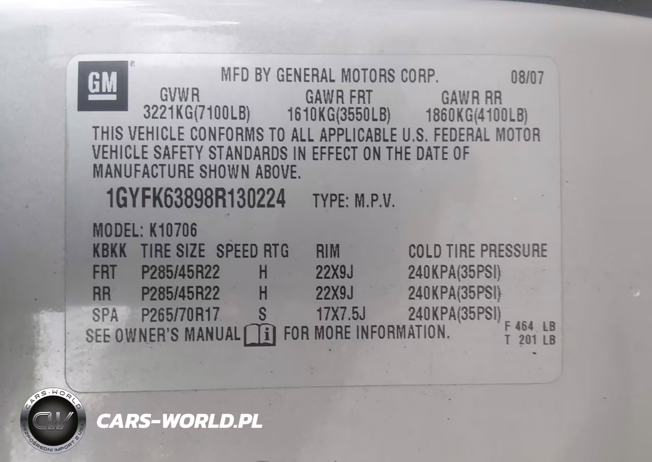 2008 Cadillac Escalade Standard VIN:1GYFK63898R130224 - 9