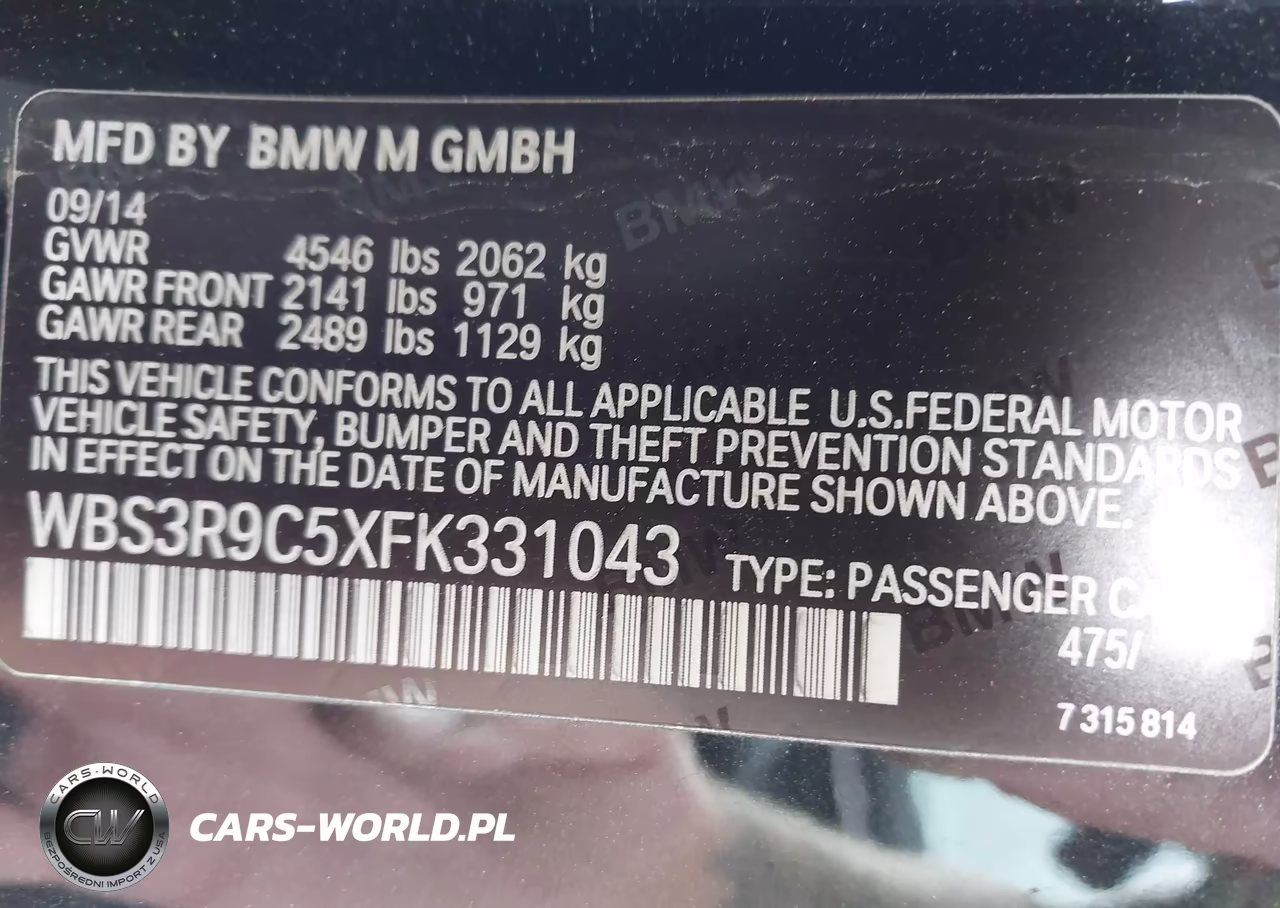 2015 BMW M4 VIN:WBS3R9C5XFK331043 - 9