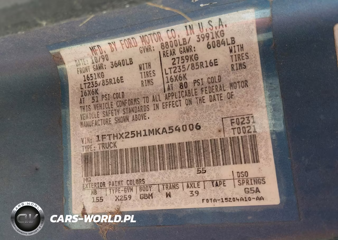 1991 Ford F250 VIN:1FTHX25H1MKA54006 - 7